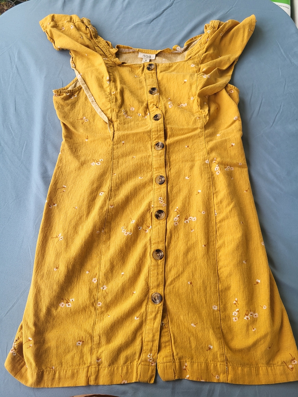 a.n.a Girls' Mustard Floral Button-Front Dress